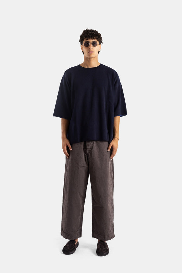 Casey Casey Cotton-wool knit t-shirt in navy