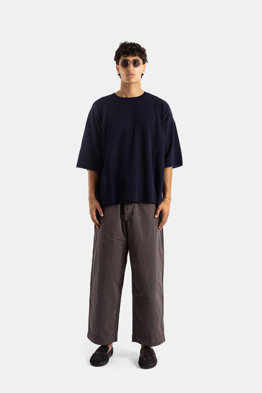 Casey Casey Cotton-wool knit t-shirt in navy