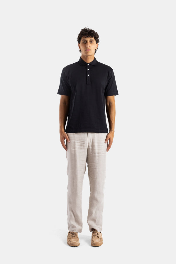 Handvaerk Pima cotton jersey polo shirt in black