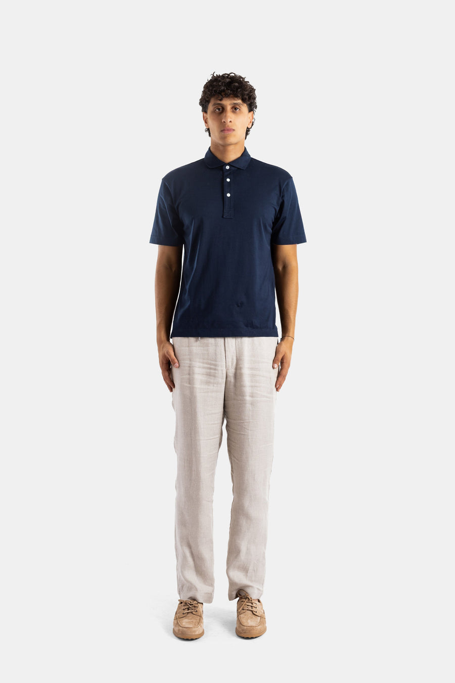 Handvaerk Pima cotton polo shirt in navy