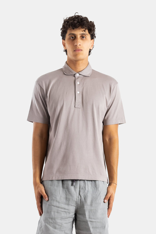 Handvaerk Long-staple Pima cotton jersey polo shirt in gray
