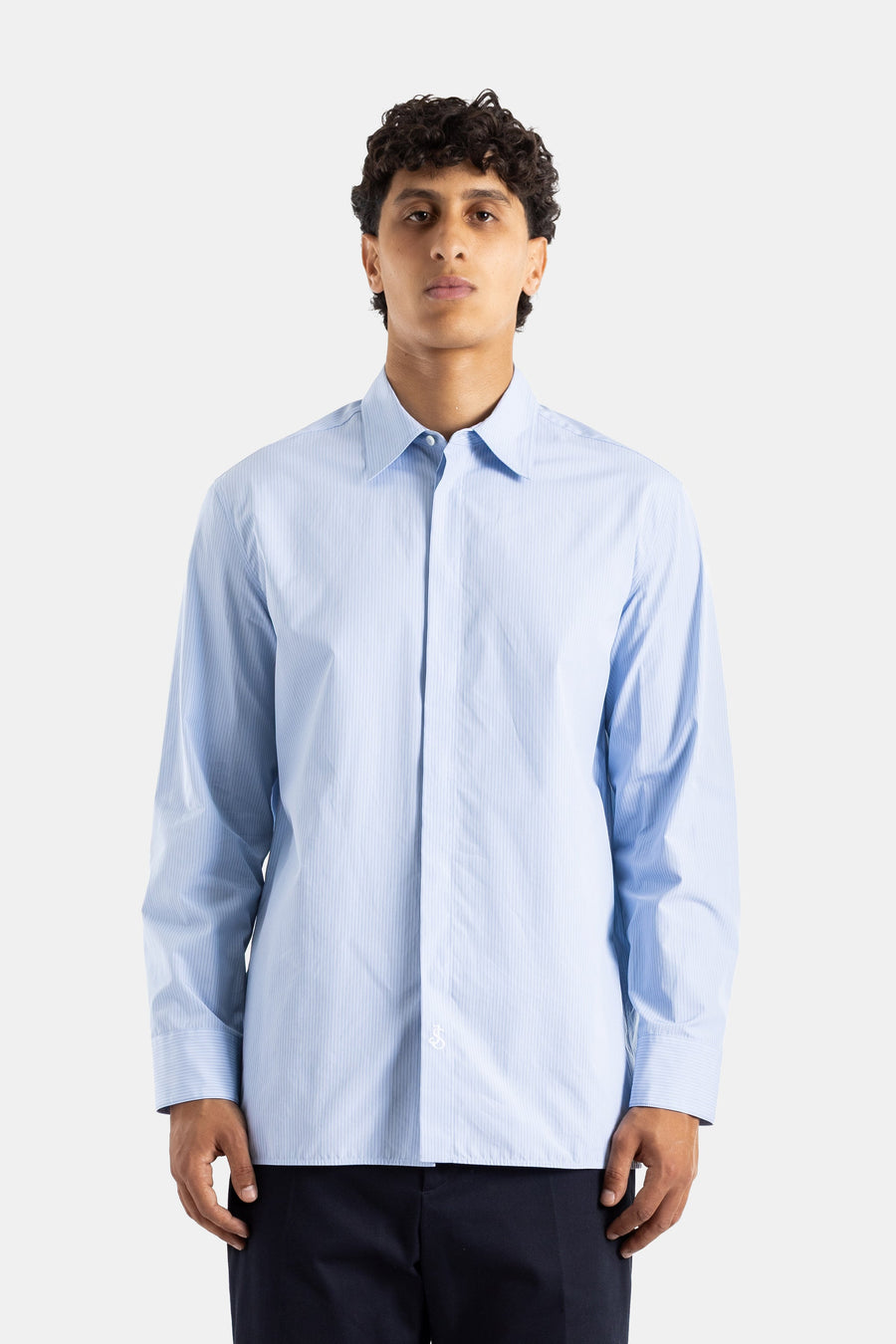 Jil Sander Fine pinstripe cotton shirt in blue