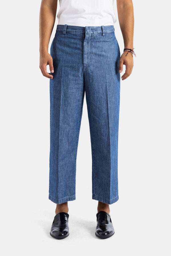 Jil Sander Cotton chambray trousers in blue