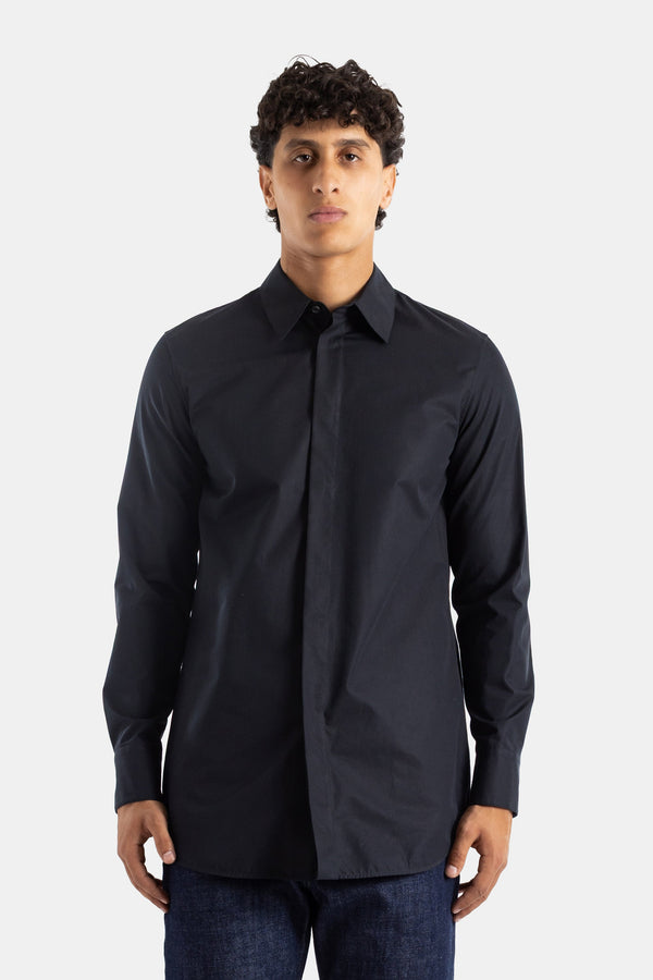 Jil Sander Heavy organic black cotton shirt in black