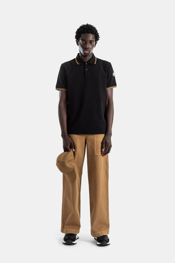 Moncler Cotton piqué polo shirt in black
