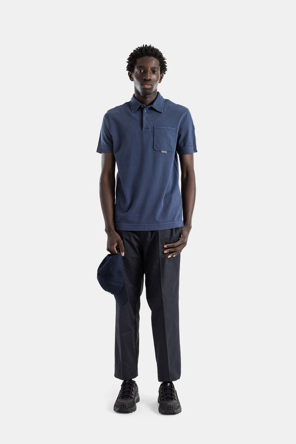 Moncler Pique cotton polo in blue