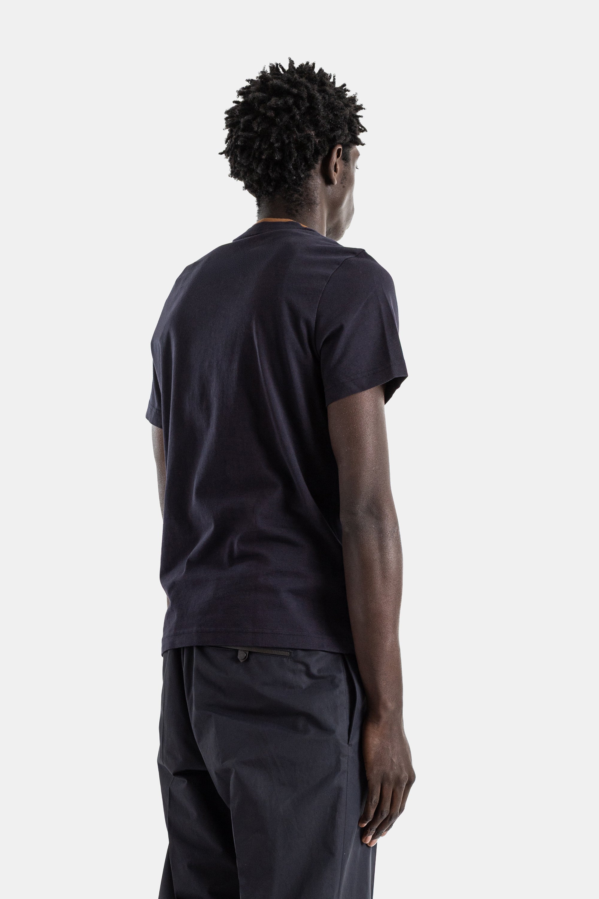 Navy Cotton Jersey T-Shirt With Moncler Archive Script Embroidery And Camel Collar T-shirts