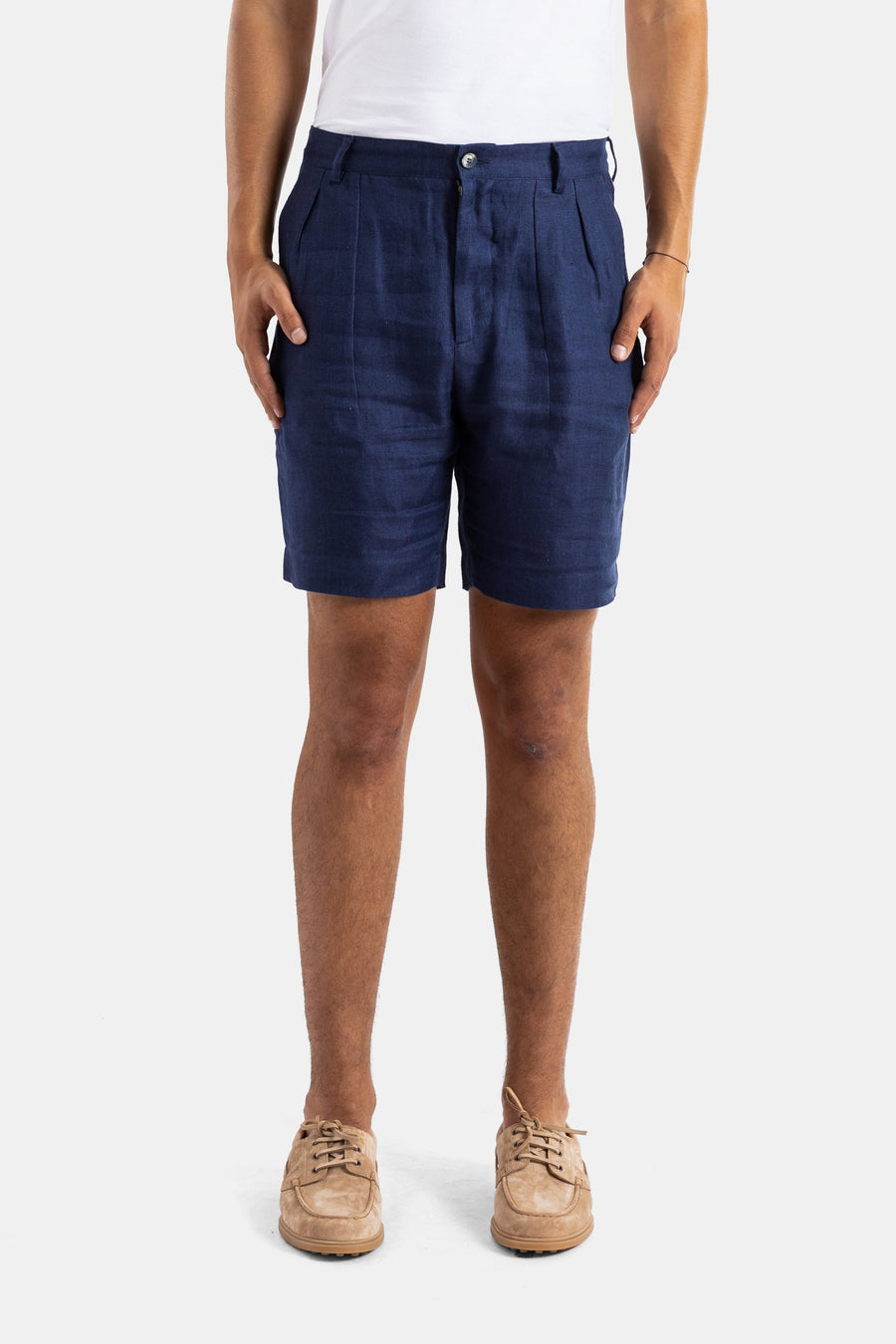 Sease Linen and cotton blend shorts in navy
