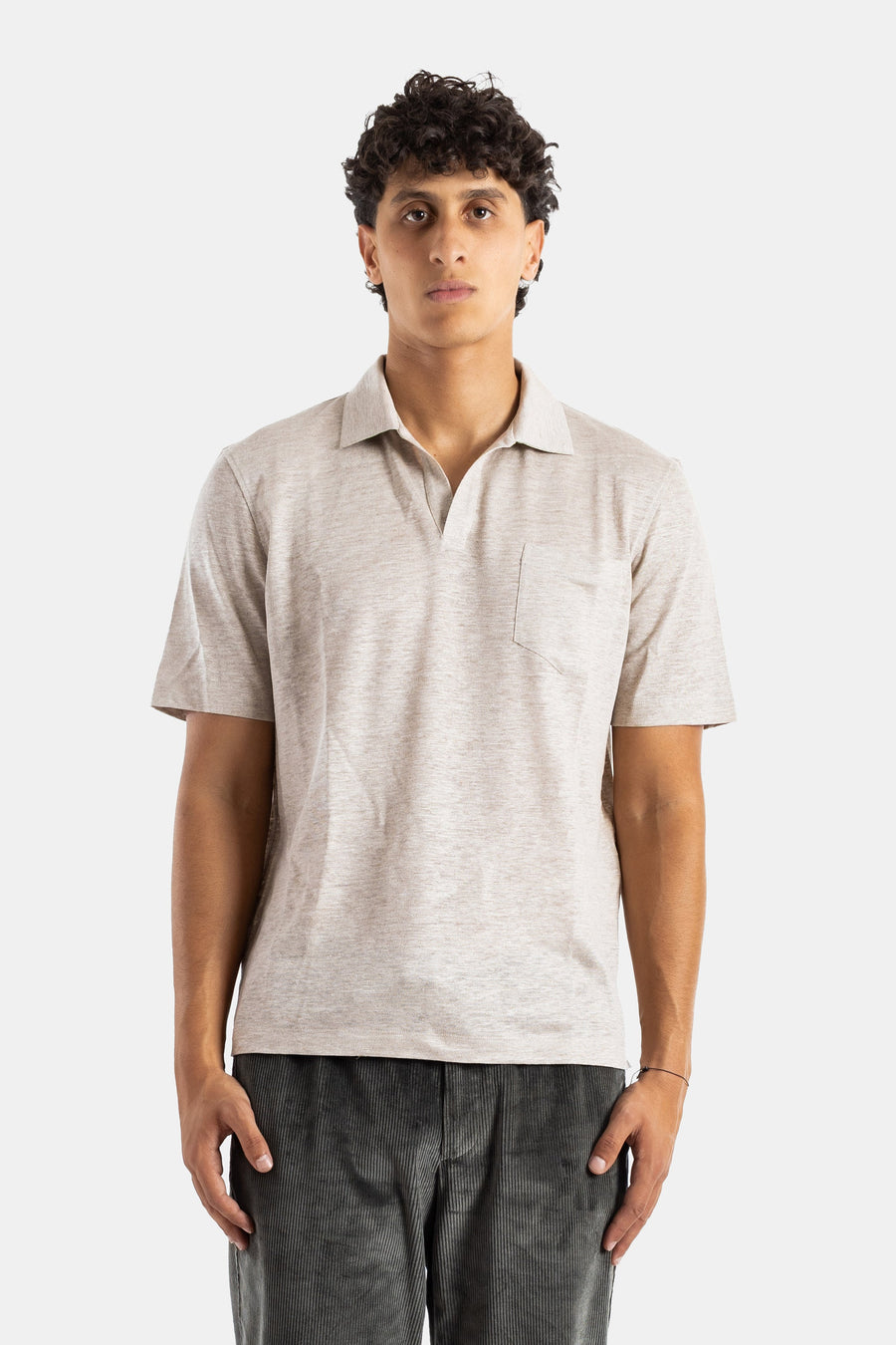 Sease Linen jersey polo in beige