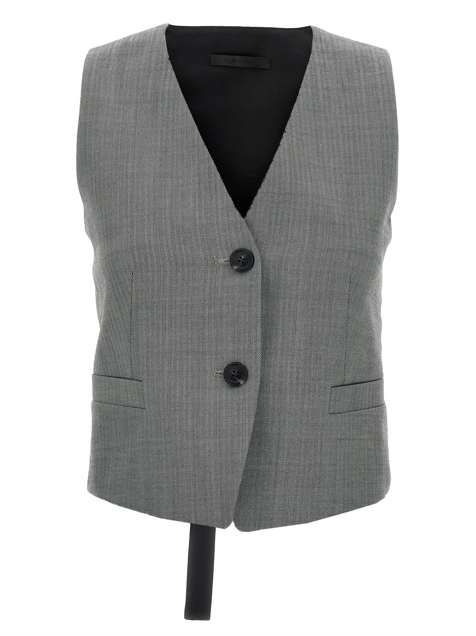 Chevron vest White/black Wool Polyester Elastane Gilet