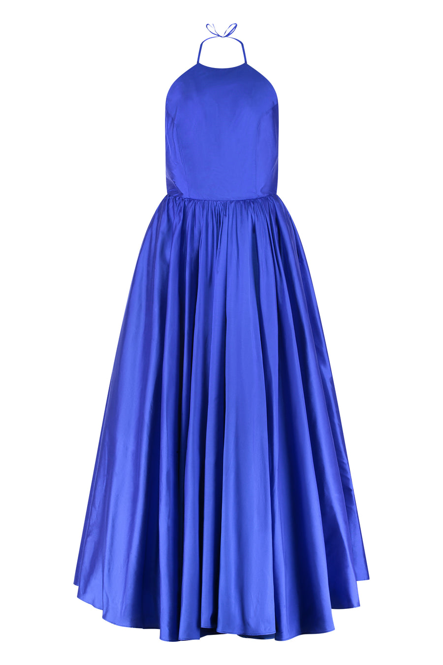 Blue Open-Back Silk Gown Evening Dresses