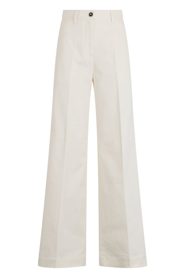 Wide-Leg Cotton Pants Butter Flared Trousers