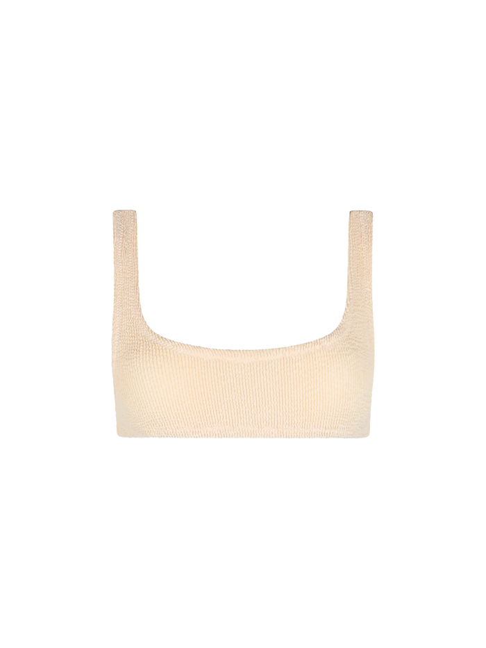 Naima Beige Crinkle Bralette Bikini Top White