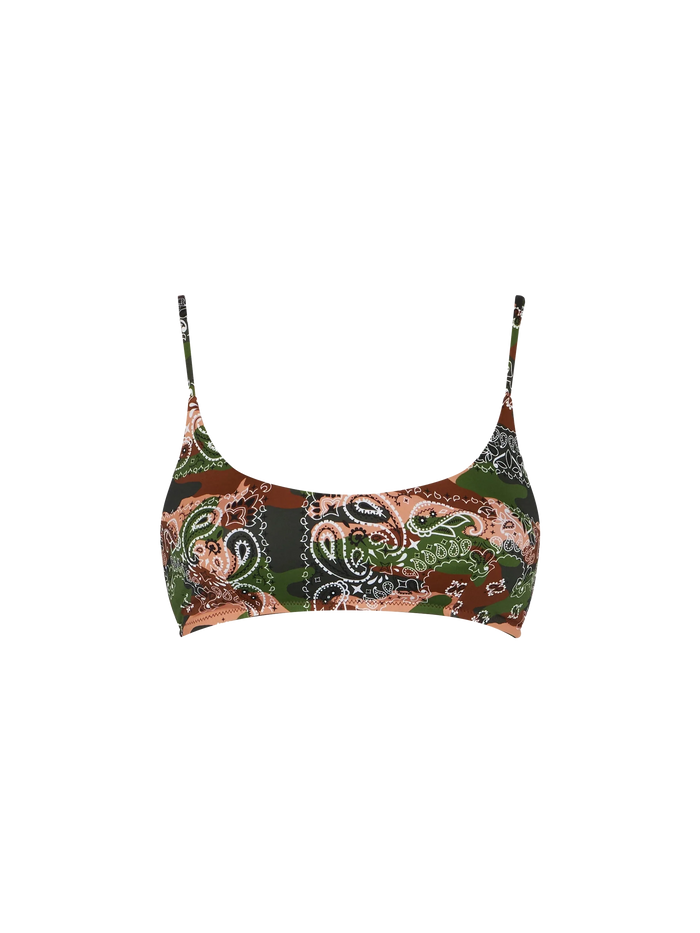 Judy Mimetic Bandana Print Bralette Bikini Top Grey