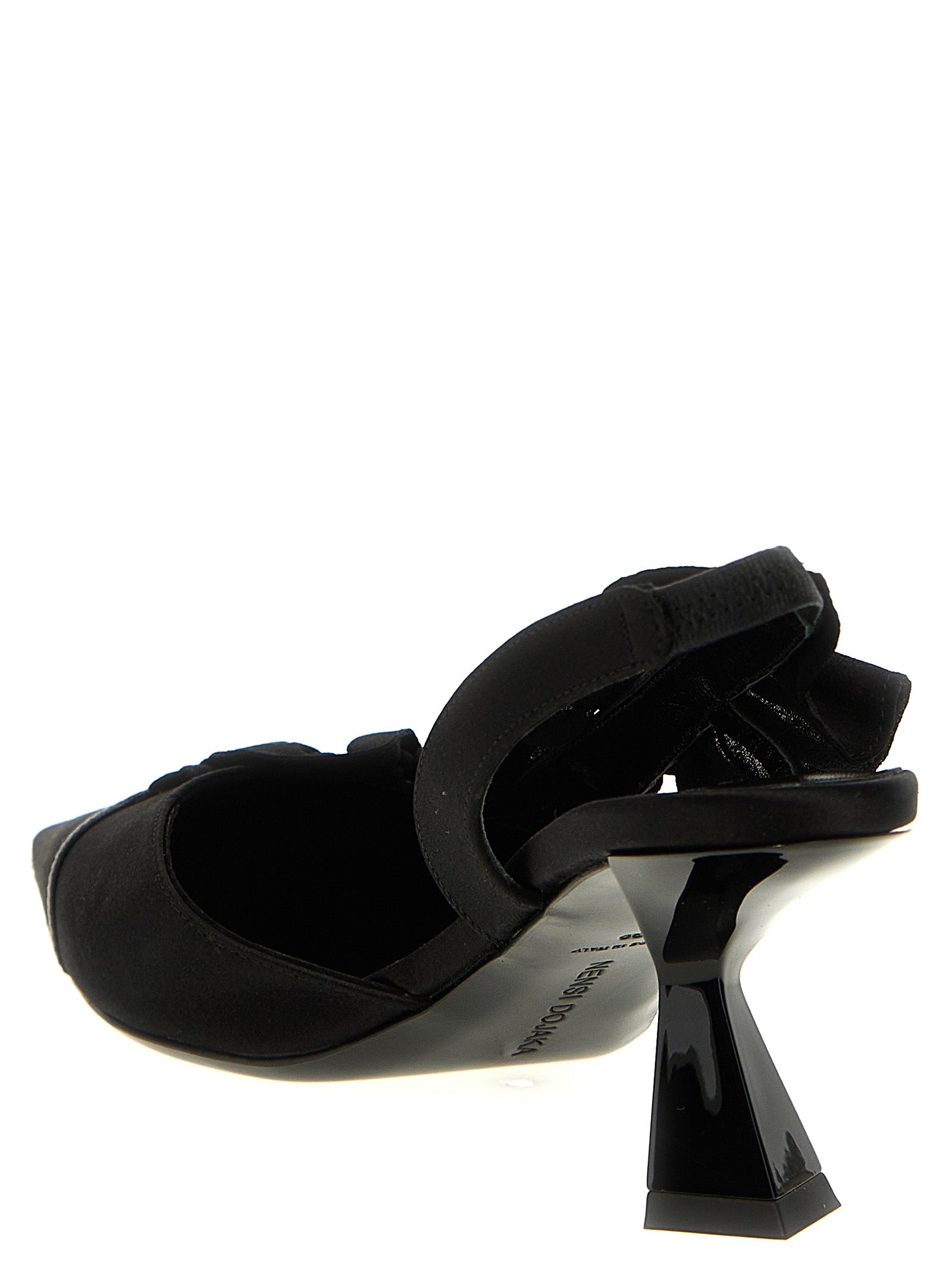 Slingback ruffles Black Pumps