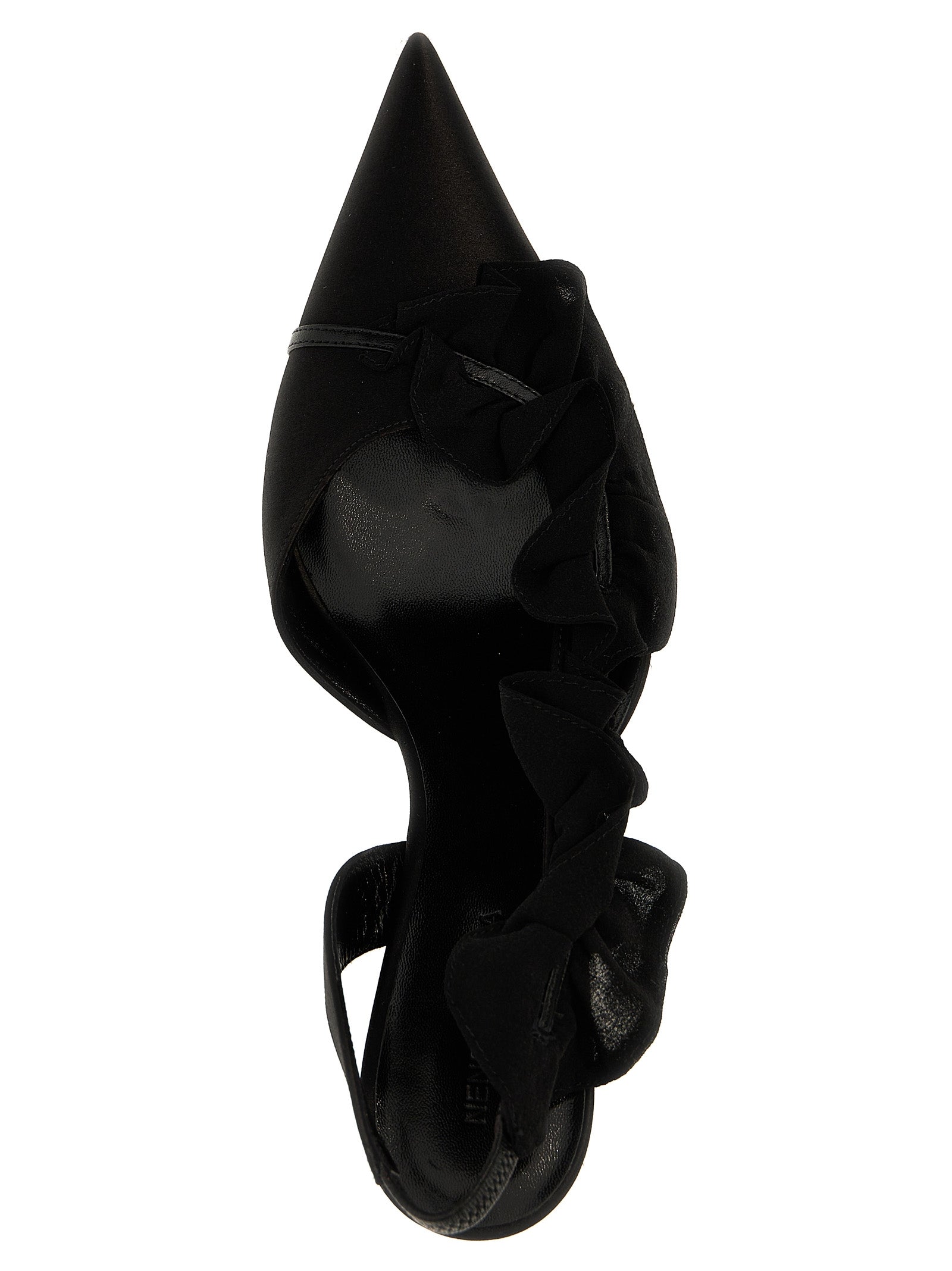 Slingback ruffles Black Pumps