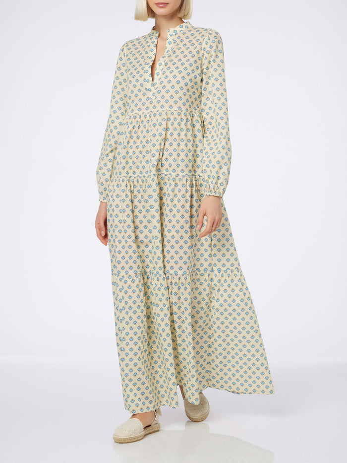 Nadja Floral Cotton Voile Maxi Dress Yellow