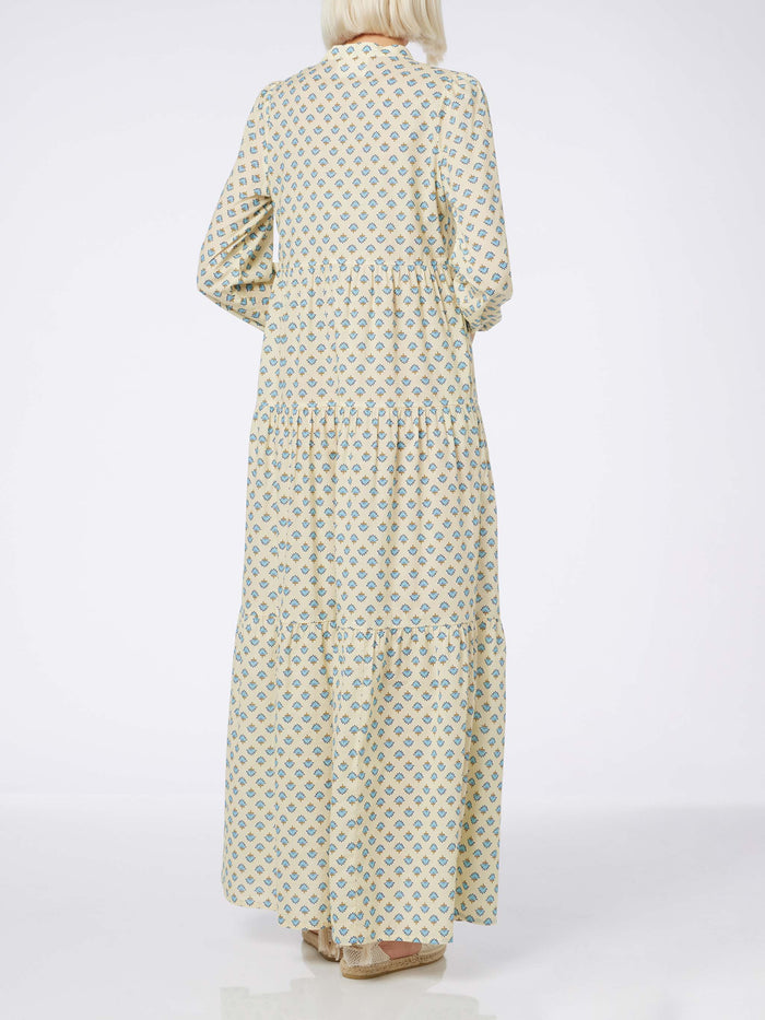 Nadja Floral Cotton Voile Maxi Dress Yellow