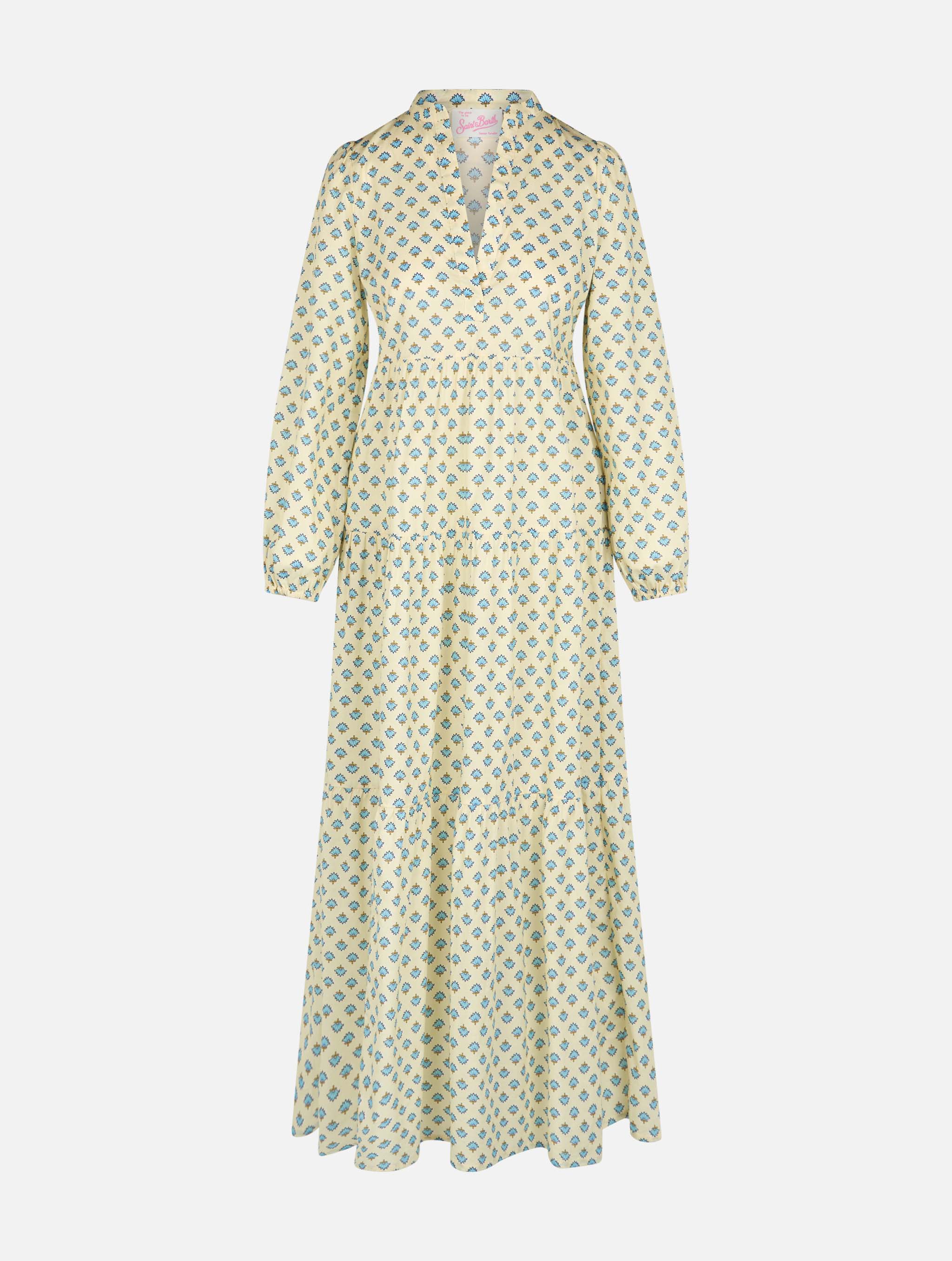 Nadja Floral Cotton Voile Maxi Dress Yellow