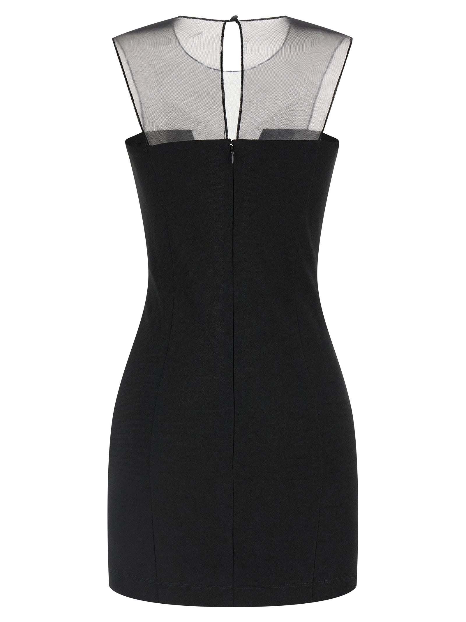 Tulle insert dress Black Viscose Polyester Elastane