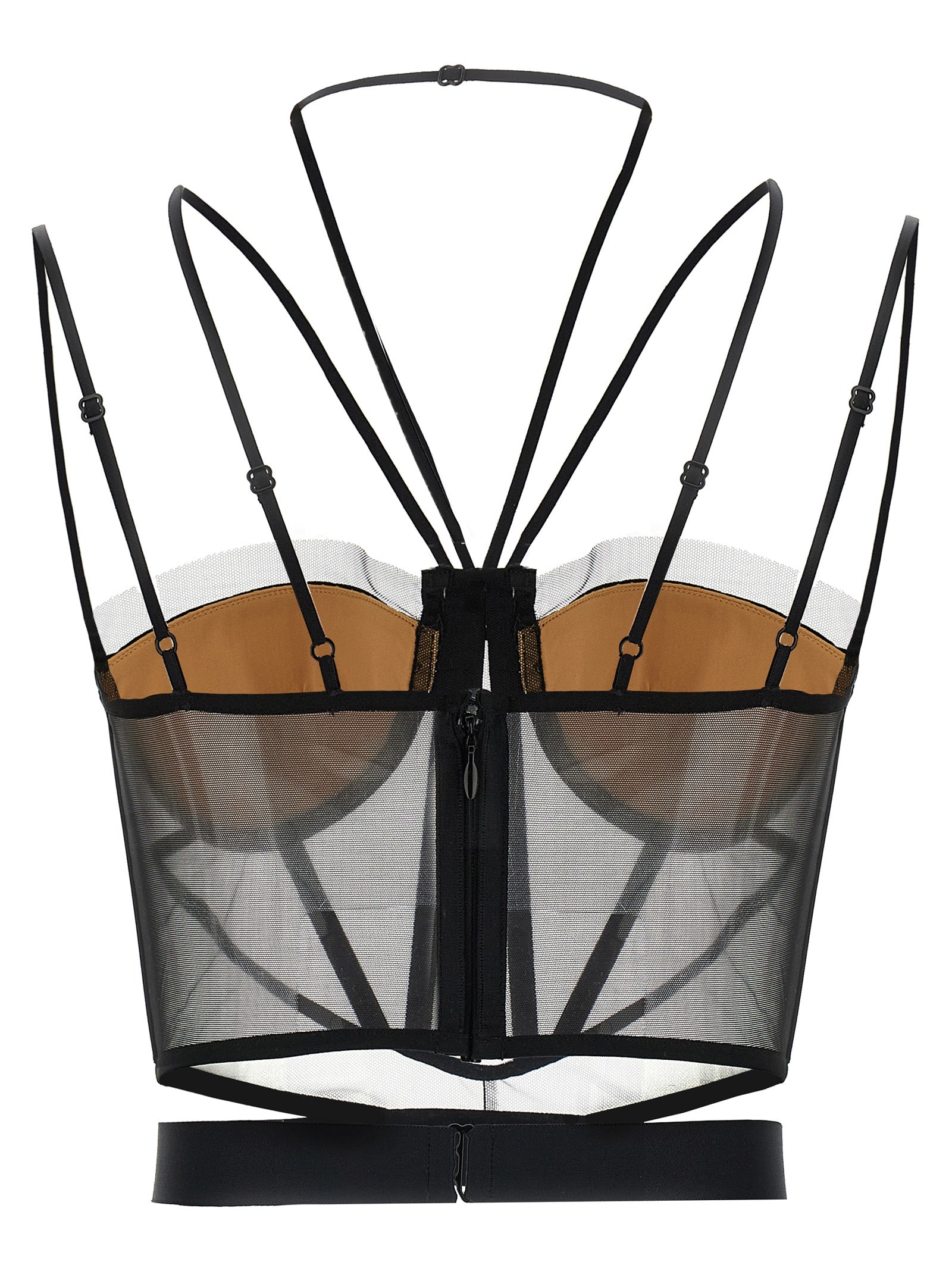 Sheer Corset Top Black Polyamide Tops
