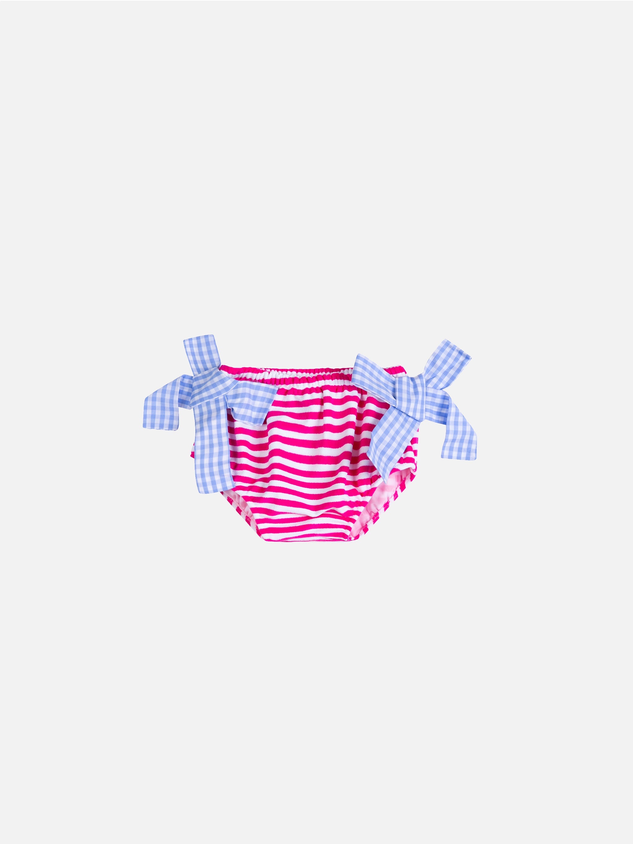 Baby Girl Terry Swim Briefs With Stripes Blue Bottom