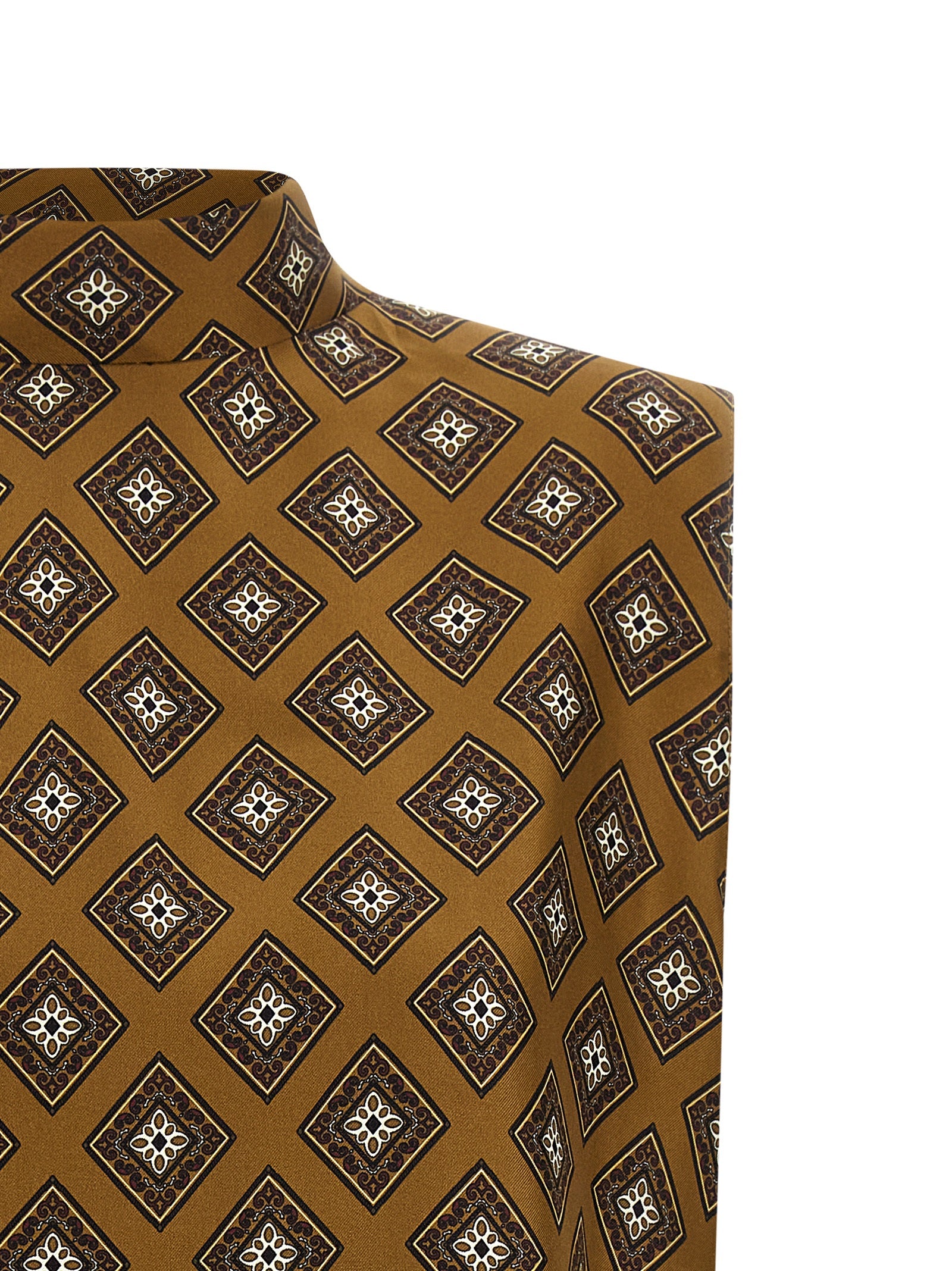 Tie Print Top Brown Silk Tops