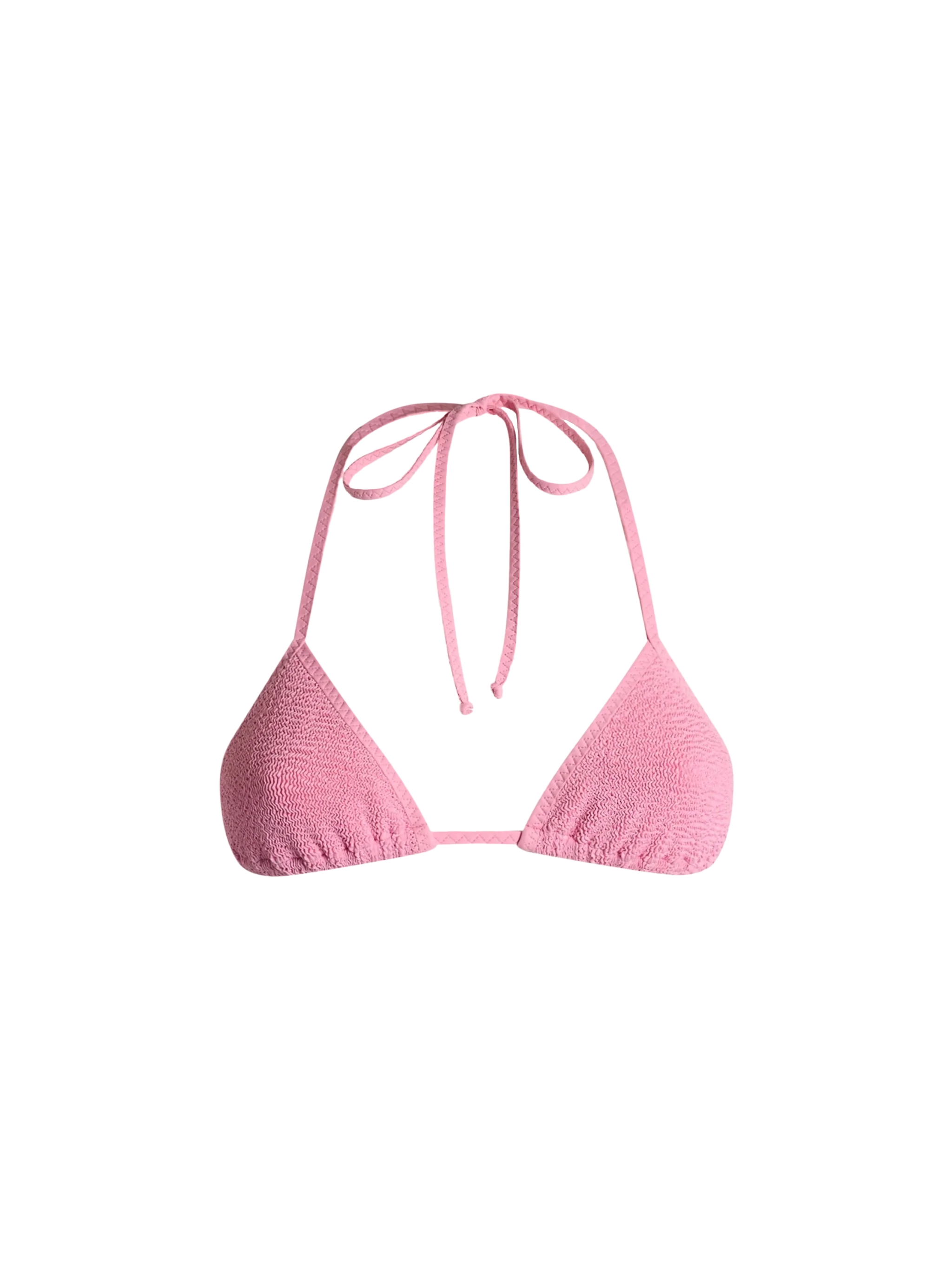 Leah Pink Crinkle Solid Triangle Bikini Top