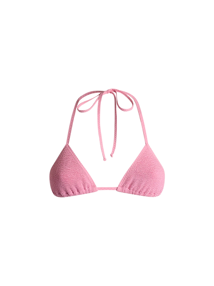 Leah Pink Crinkle Solid Triangle Bikini Top