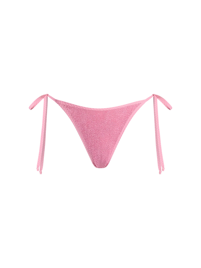 Pink Norah String Crinkle Cheeky Swim Briefs Bottom
