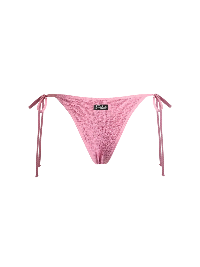 Pink Norah String Crinkle Cheeky Swim Briefs Bottom