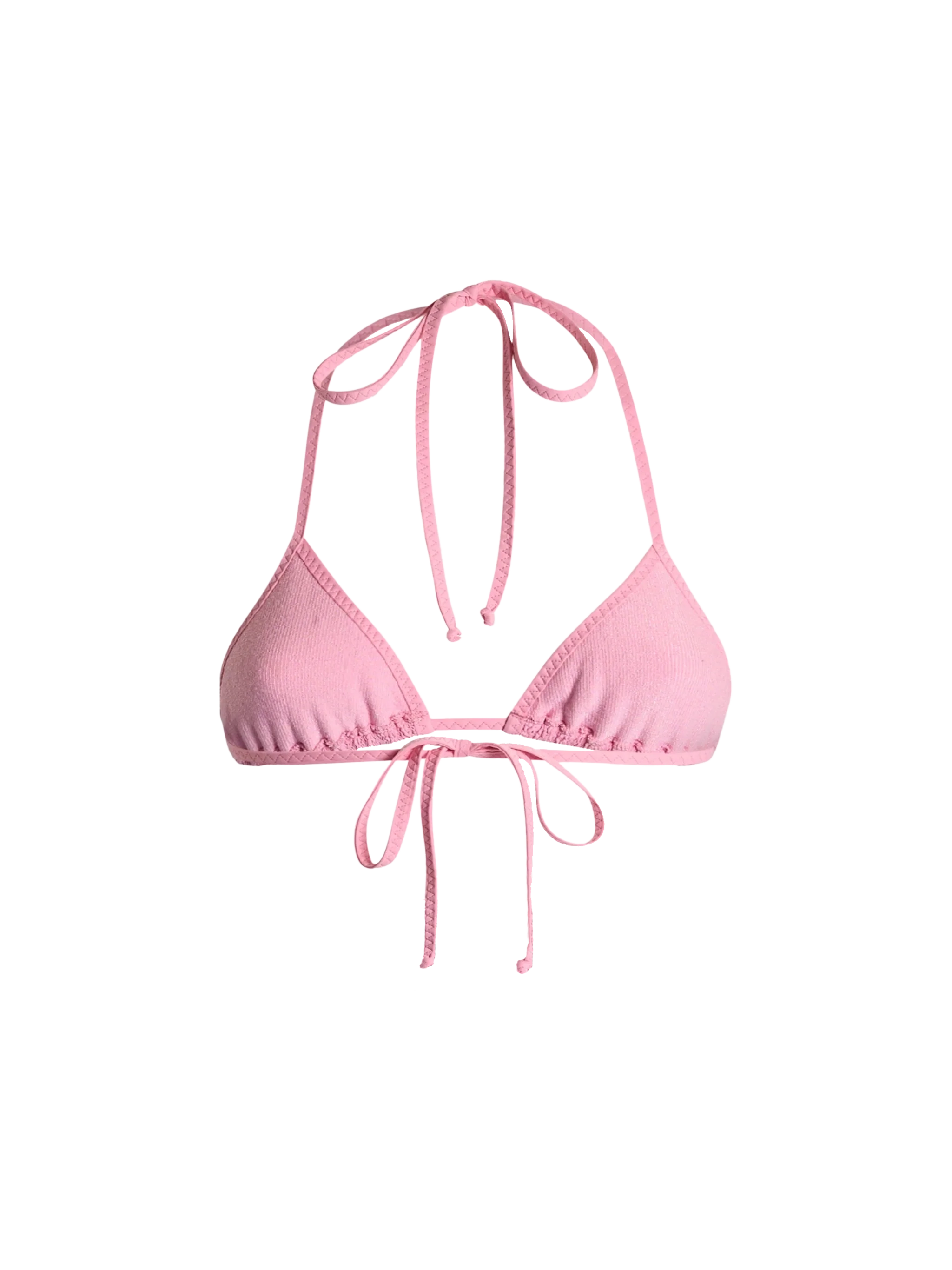 Leah Pink Crinkle Solid Triangle Bikini Top
