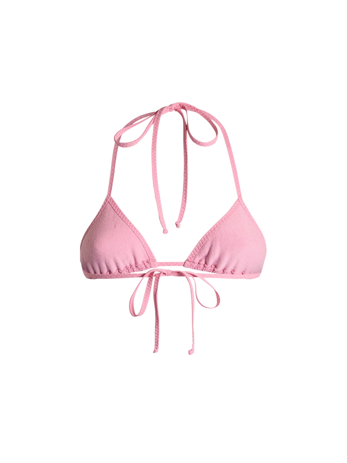 Leah Pink Crinkle Solid Triangle Bikini Top