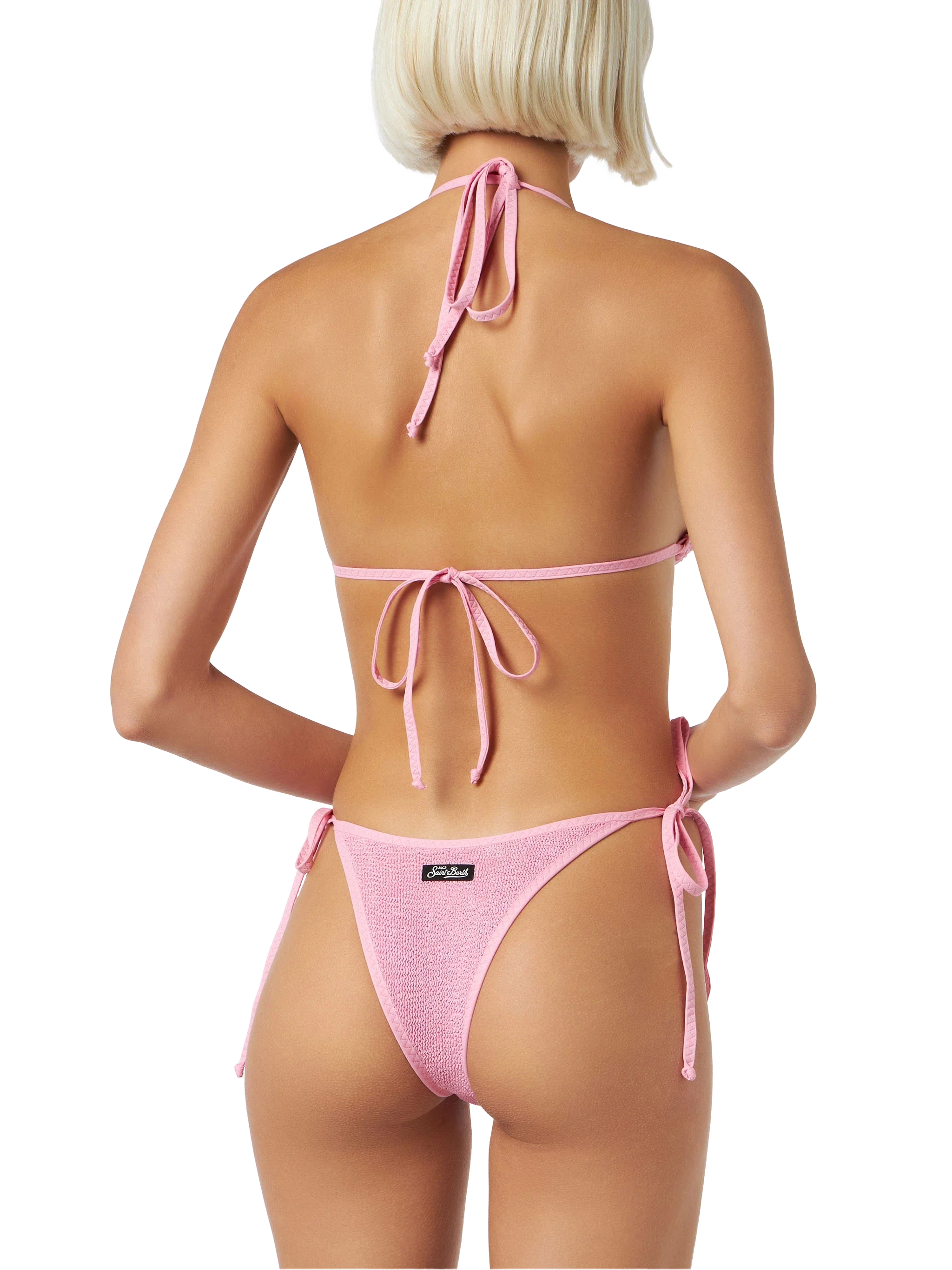 Pink Norah String Crinkle Cheeky Swim Briefs Bottom