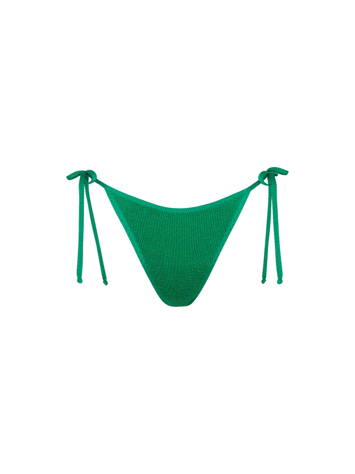 Green Crinkle Norah Swim Briefs With Piping Bottom