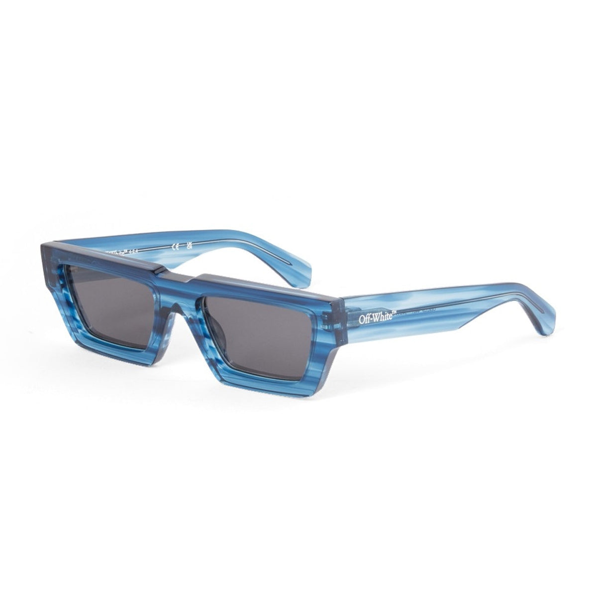Off-White OERI129 MANCHESTER 4407 Striped Blue Dark Blu Acetate Occhiali Da Sole