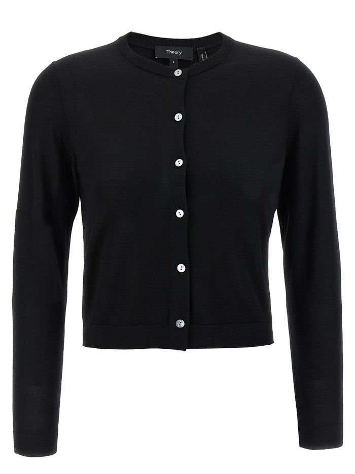Wool cropped cardigan Black Merino Sweater, Cardigans