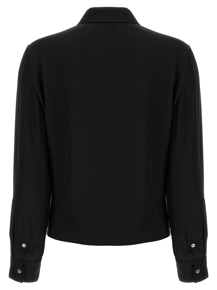 PK Label Wrap blouse Black Silk Shirt