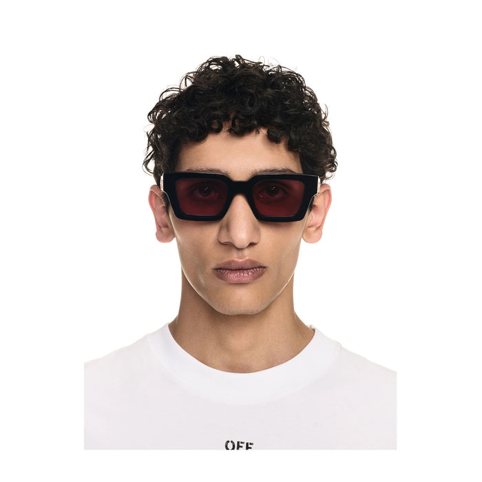 Off White OERI126 VIRGIL M 1025 Black Red Nero Acetate Occhiali Da Sole