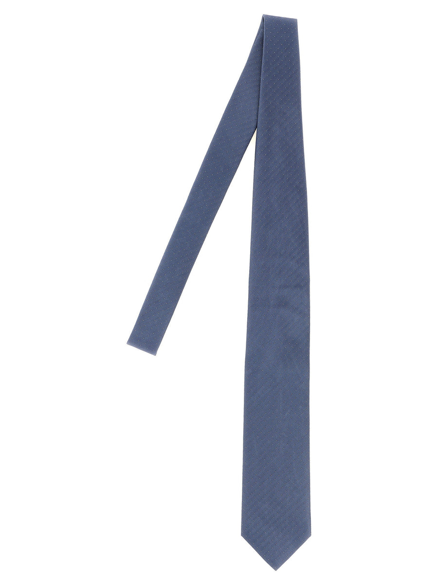 Brioni Silk Jacquard Micro-Polka Dot Necktie — Blue