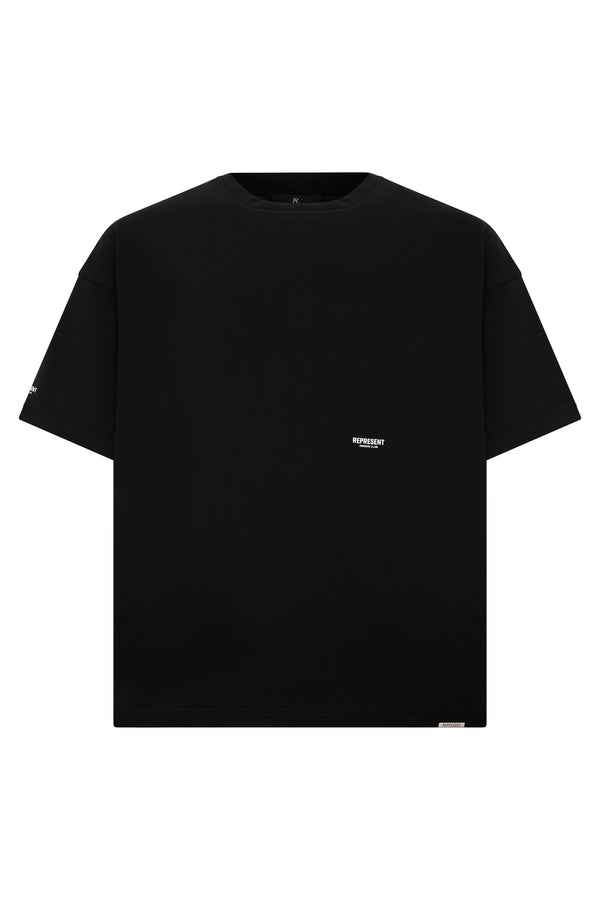T-Shirt With Embroidered Logo, Jet Black Cotton T-shirts