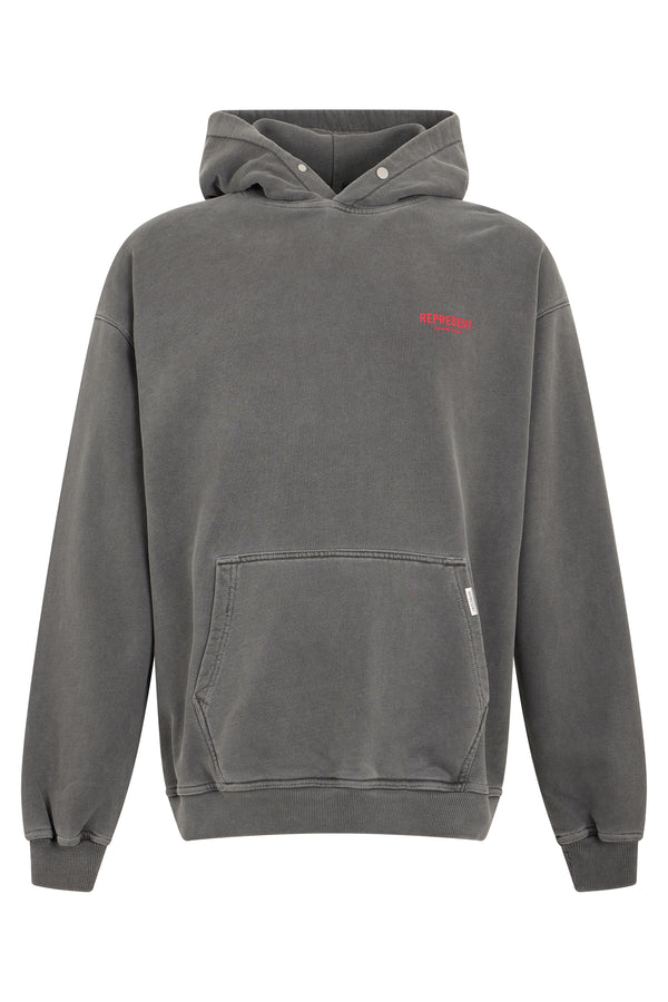 Hooded Sweatshirt Washed Black Cotton Jumpers