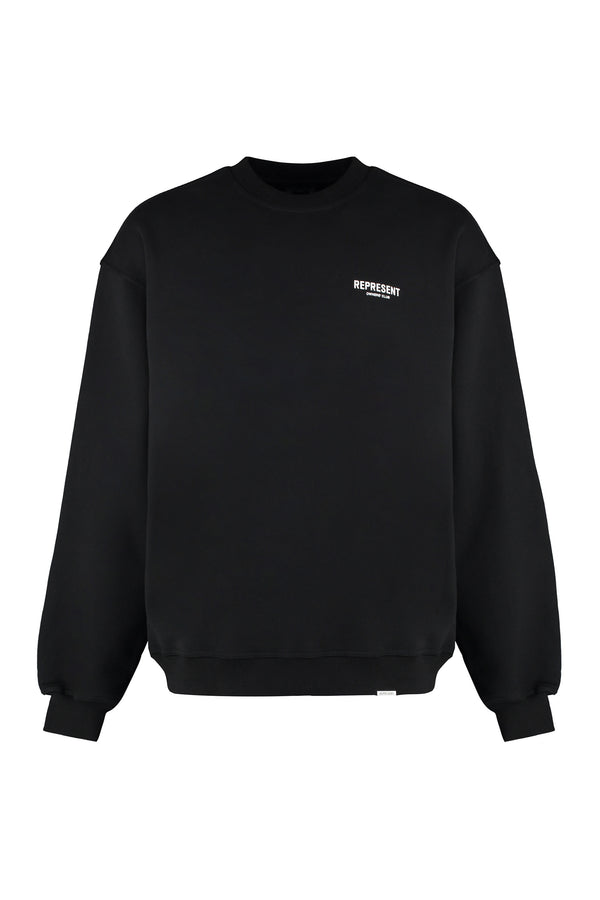 Crew-Neck Cotton Sweatshirt Black Sweatshirts