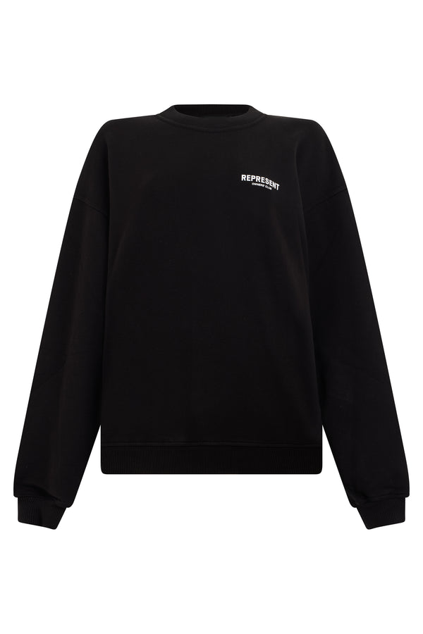 Crew Neck Cotton Sweatshirt Black Sweatshirts