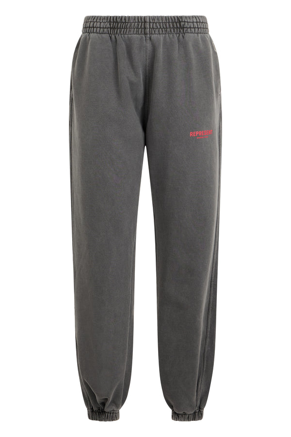 Track Pants Washed Black Cotton
