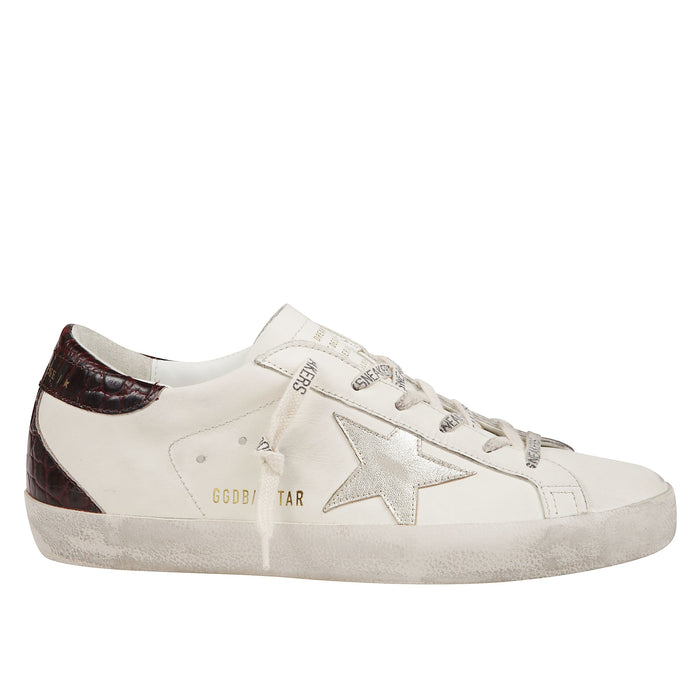 Super-Star White/platinum/burgundy Sneaker
