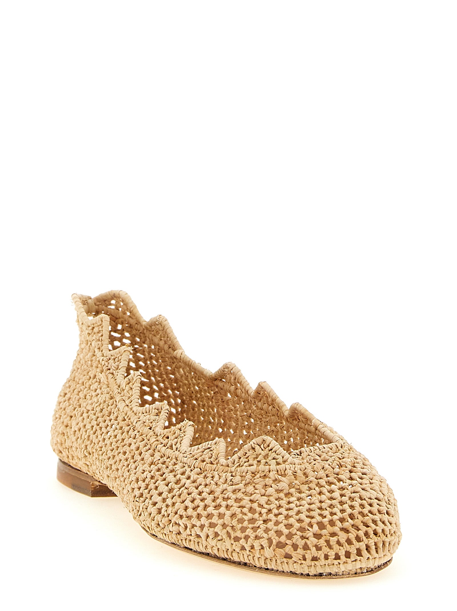 Harper Ballet Flats Beige Viscose Flat Shoes