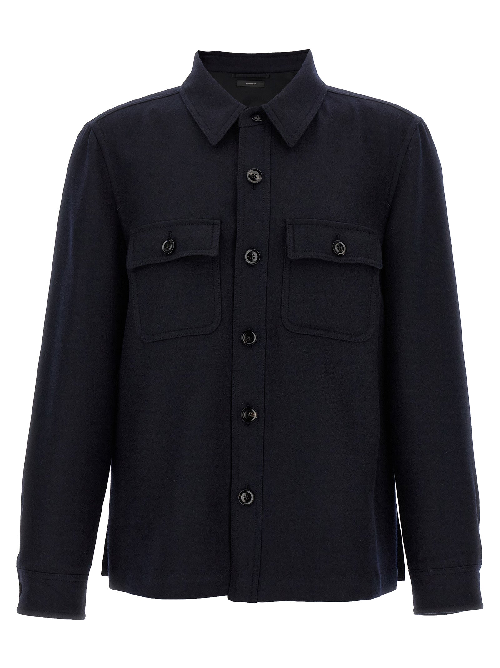 Double Splittable Light Wool overshirt Blue Shirt, Blouse