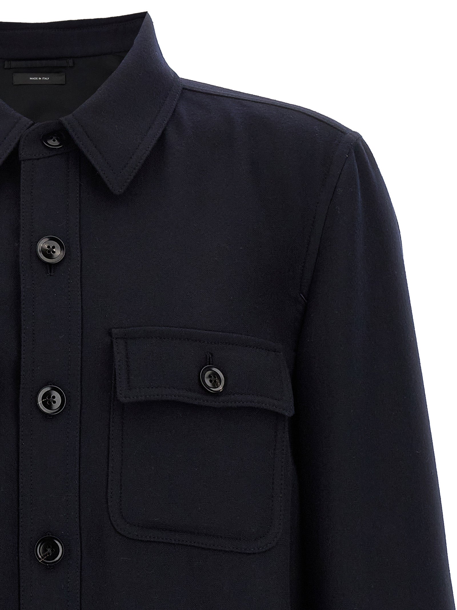 Double Splittable Light Wool overshirt Blue Shirt, Blouse