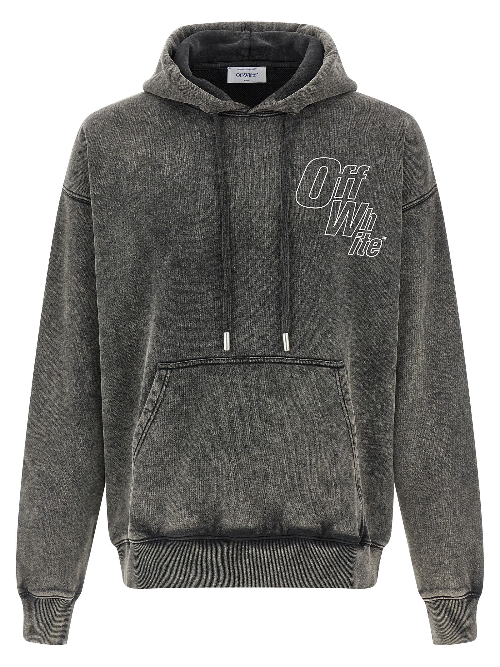 Outline Arrow Skate Hoodie Gray Cotton Sweatshirt